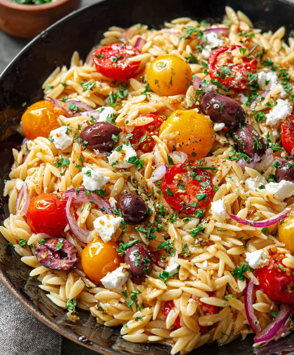 Easy Greek Beef Orzo Pasta-Flavorful One-Pan Meal