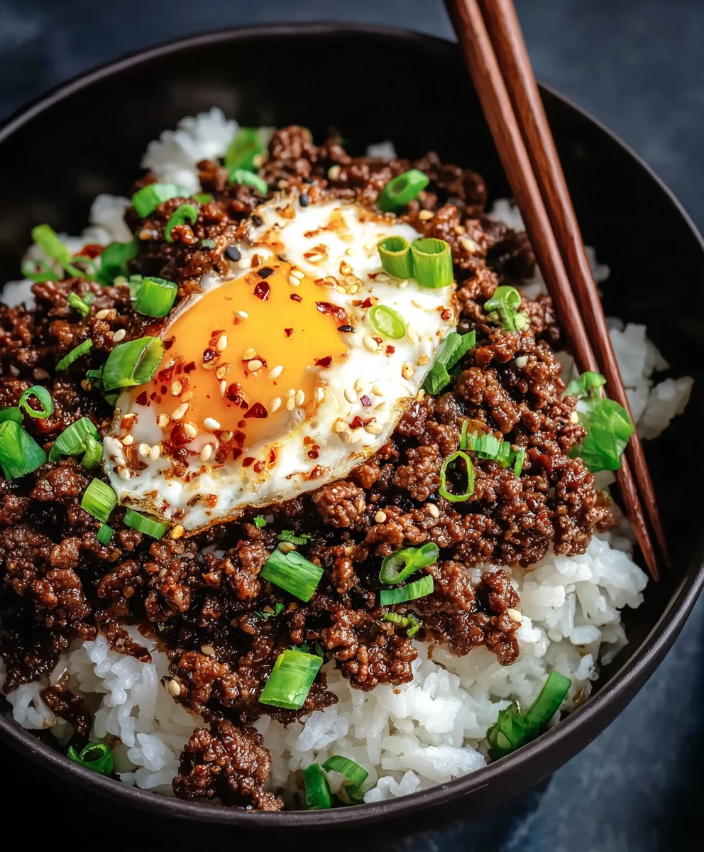 Easy Korean Ground Beef Rice Bowl Recipe