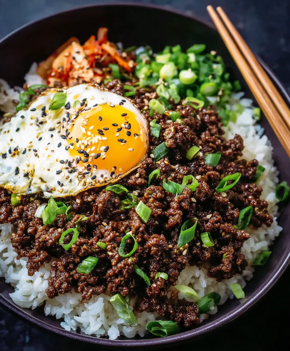 Easy Korean Ground Beef Rice Bowl Recipe