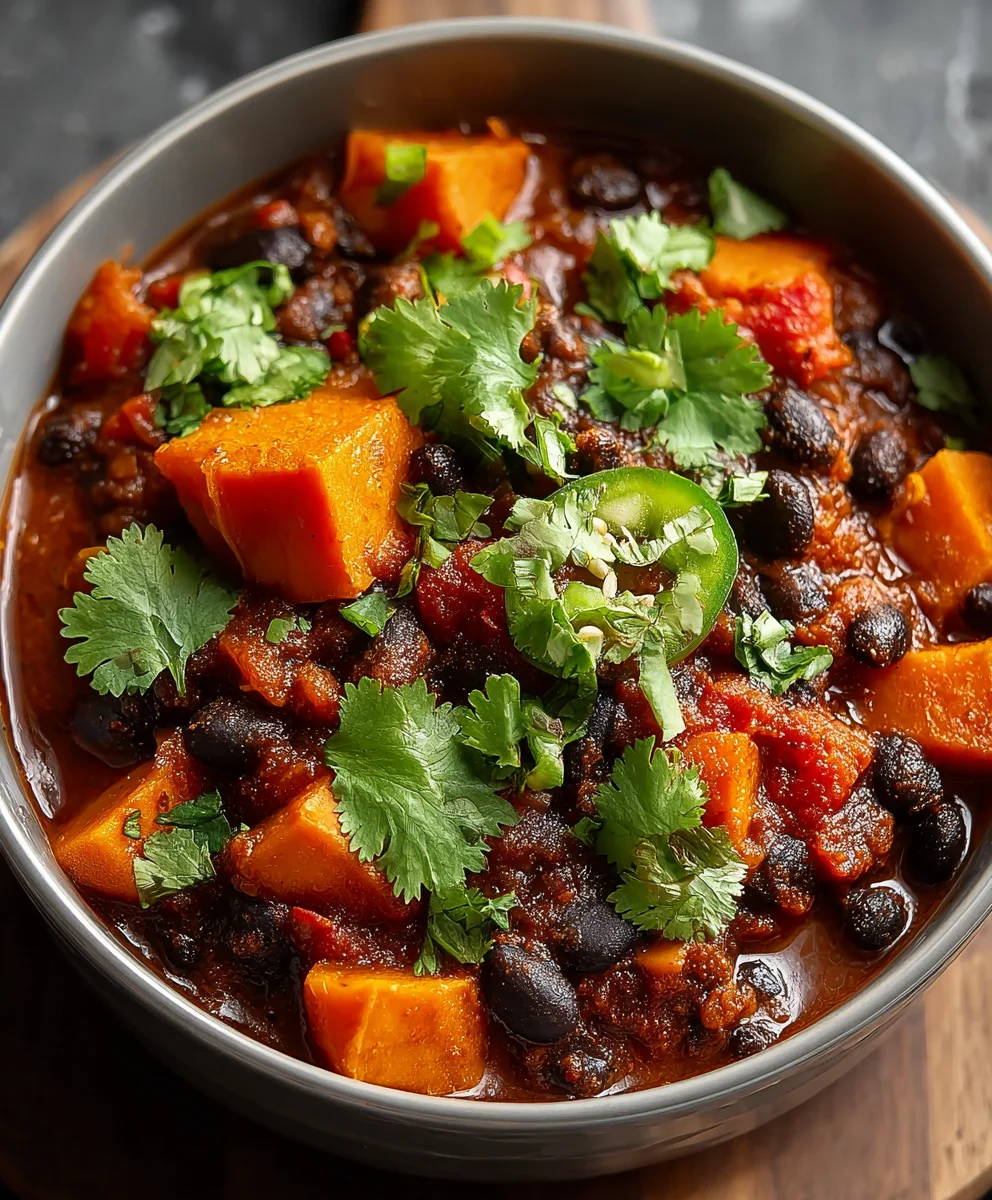 Hearty Sweet Potato Black Bean Chili Recipe