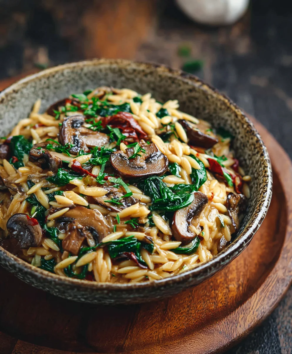 Mushroom Spinach Orzo - Easy & Flavorful Weeknight Meal