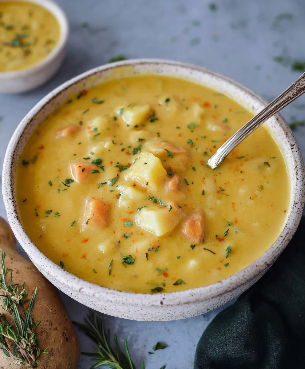 Creamy Vegan Potato Soup - Hearty & Delicious