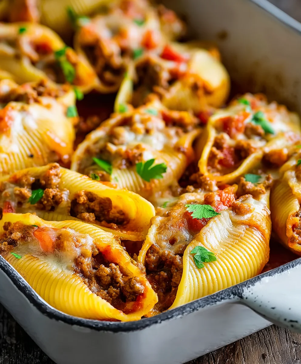 Easy Taco Stuffed Shells - Beef Dinner Recipe