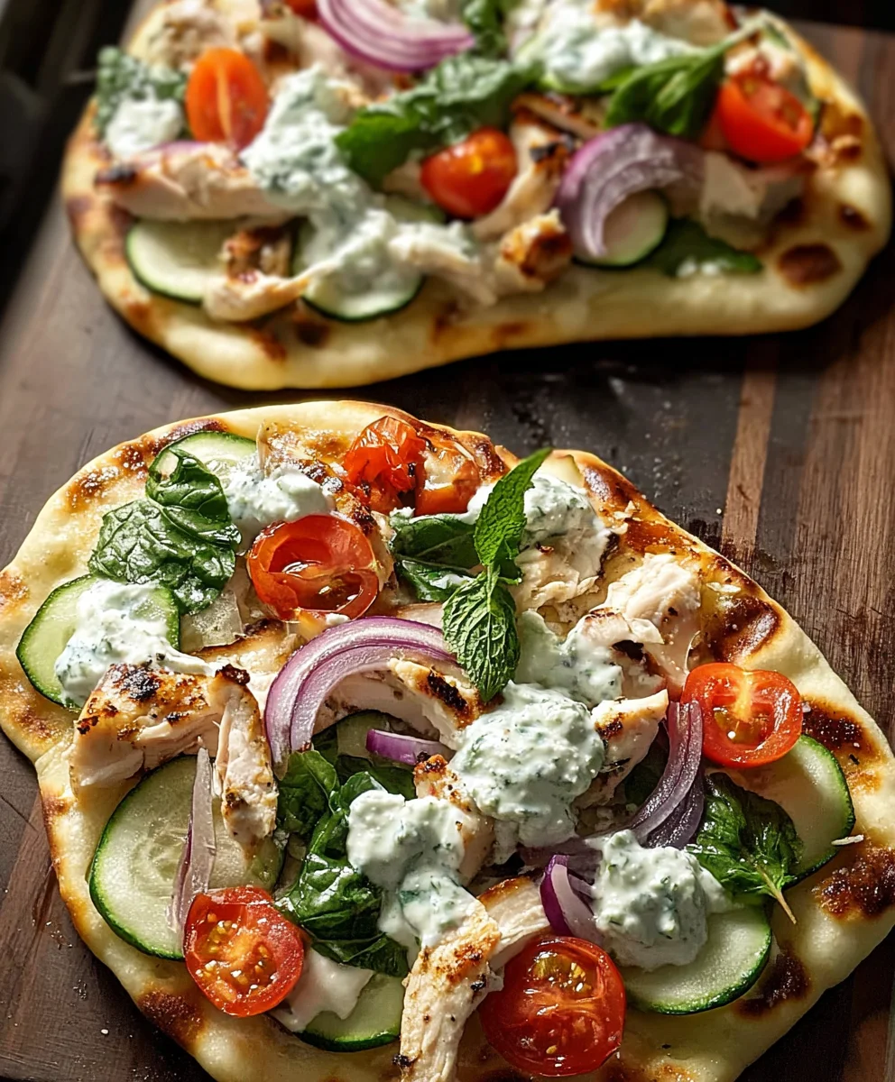 Tzatziki Chicken Naan Pizza - Quick & Easy Recipe