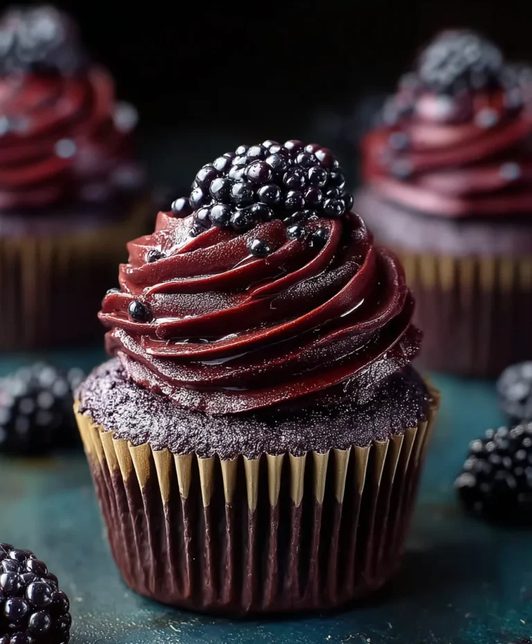 Dark Chocolate Blackberry Cupcakes-Rich & Fruity Dessert