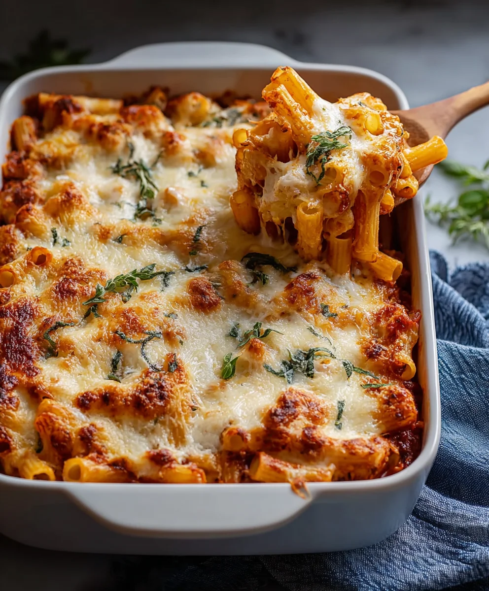 Three Cheese Baked Ziti - Easy Comfort Food Recipe