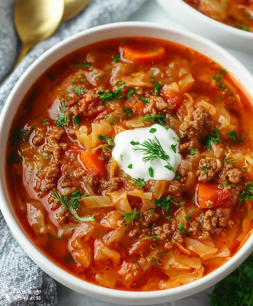 Easy Cabbage Roll Soup Recipe - Hearty Beef Flavor
