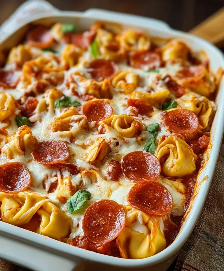 Cheesy Beef Beef Pepperoni Tortellini Pizza Casserole