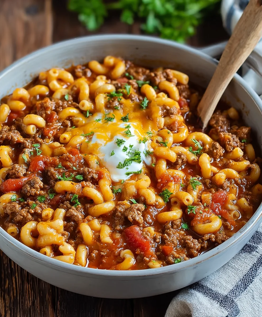 Cheesy American Goulash- Easy One Pot Beef Dish