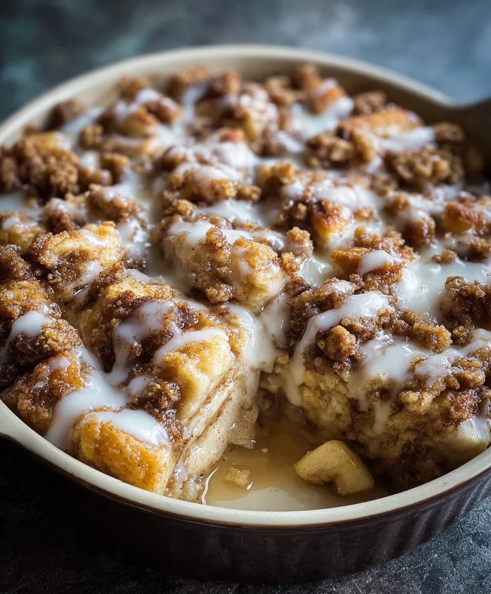 Apple Crisp Cinnamon Roll Casserole-Easy Dessert