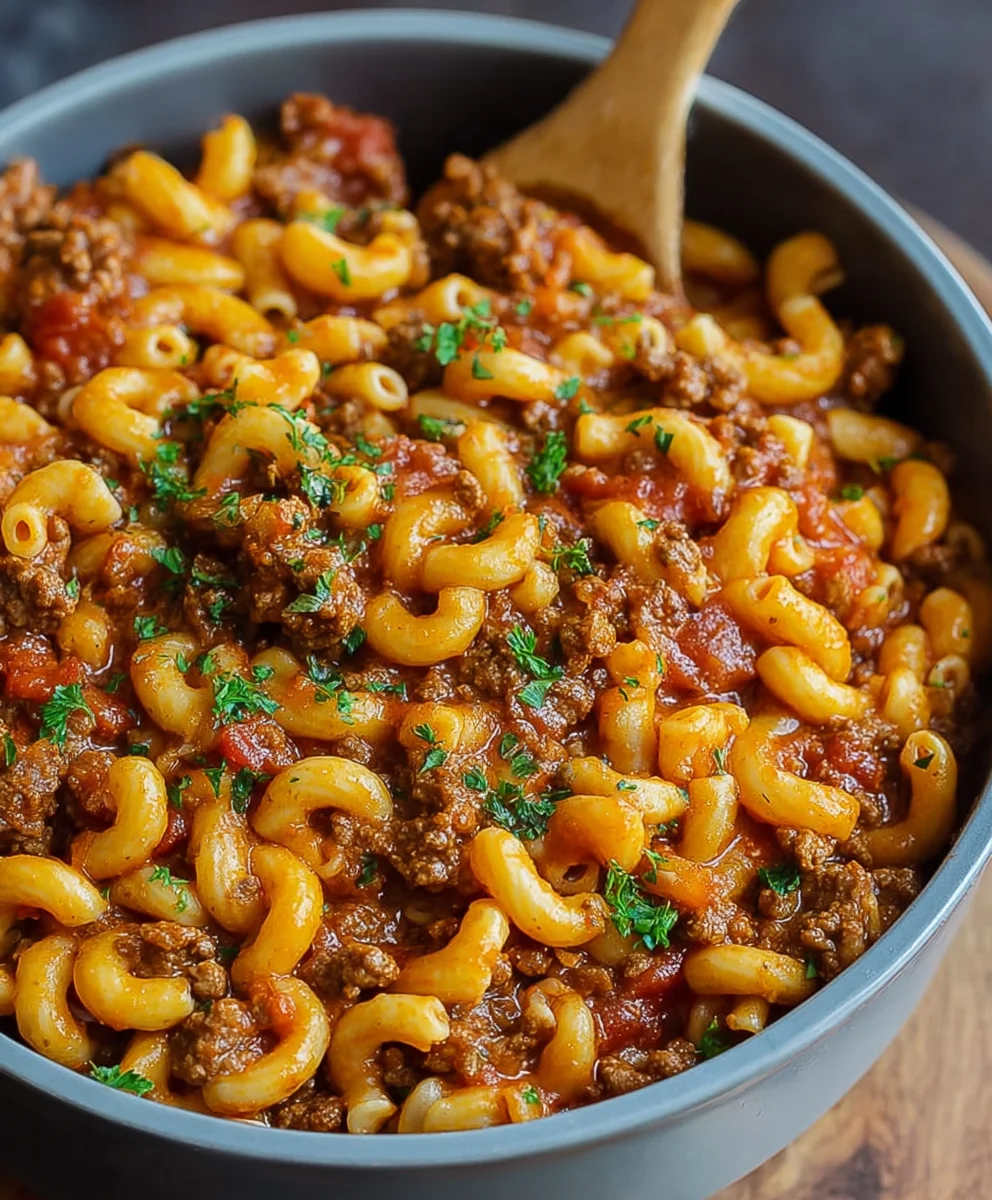 Cheesy American Goulash- Easy One Pot Beef Dish