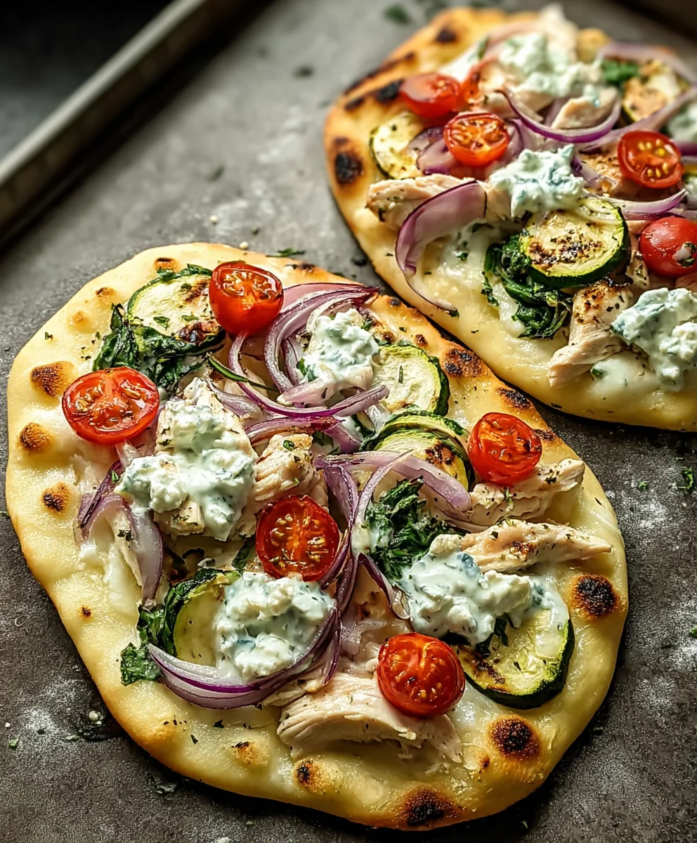 Tzatziki Chicken Naan Pizza - Quick & Easy Recipe