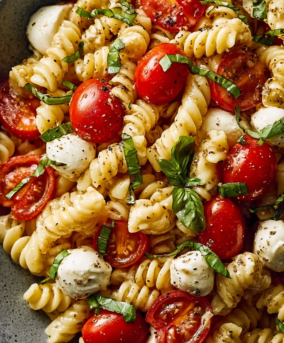 Creamy Caprese Pasta Salad - Easy & Delicious