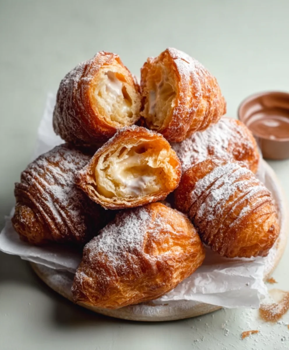 Fried Croissant Beignets- Easy Crispy Dessert Recipe