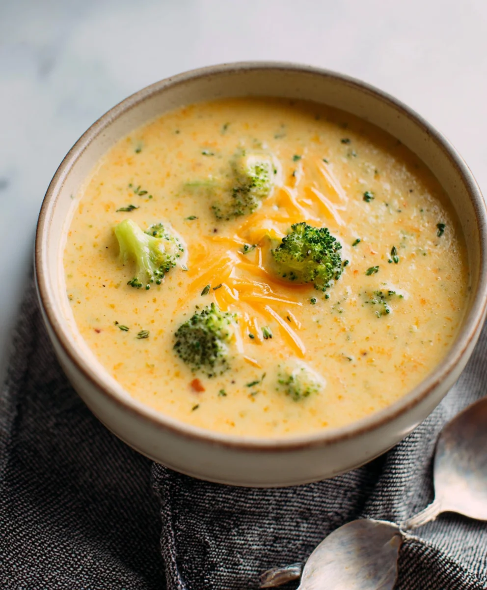 Creamy Cheddar Broccoli Soup-Comfort Food Made Easy
