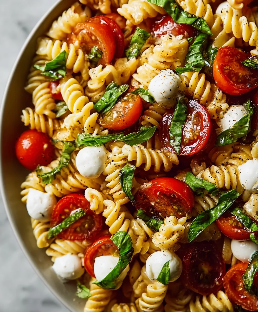Creamy Caprese Pasta Salad - Easy & Delicious