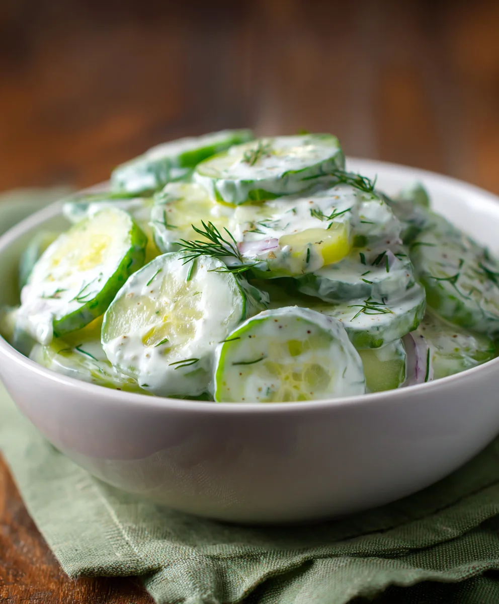 Creamy Cucumber Salad- Refreshing & Easy Recipe