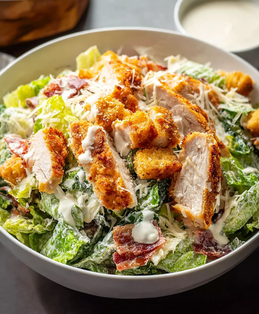 Crispy Chicken Caesar Salad Recipe- Easy & Delicious