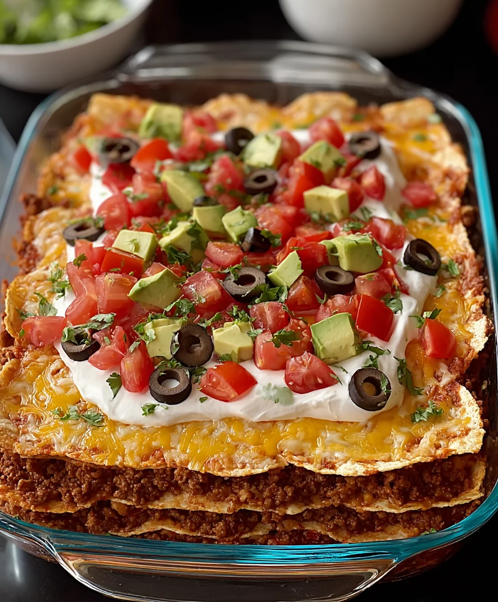 Easy Layered Taco Bake Recipe - Family Favorite
