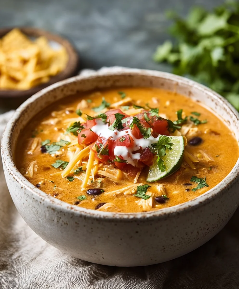 Creamy Chicken Enchilada Soup-Easy Comfort Food