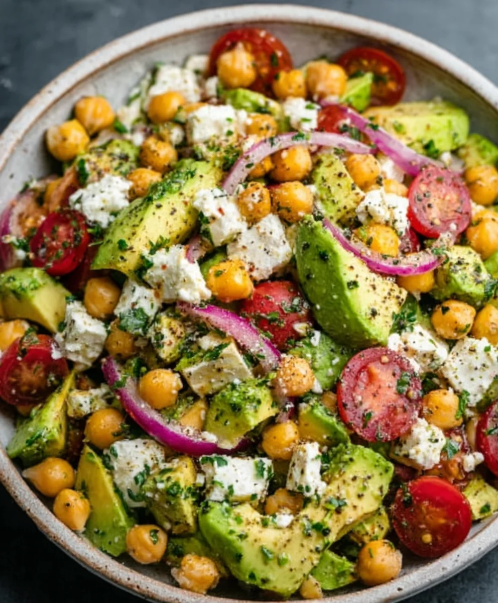 Chickpea Feta Avocado Salad - Easy & Delicious Recipe