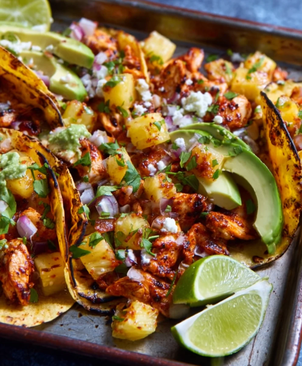 Easy Chicken Pineapple Tacos One Pan Meal