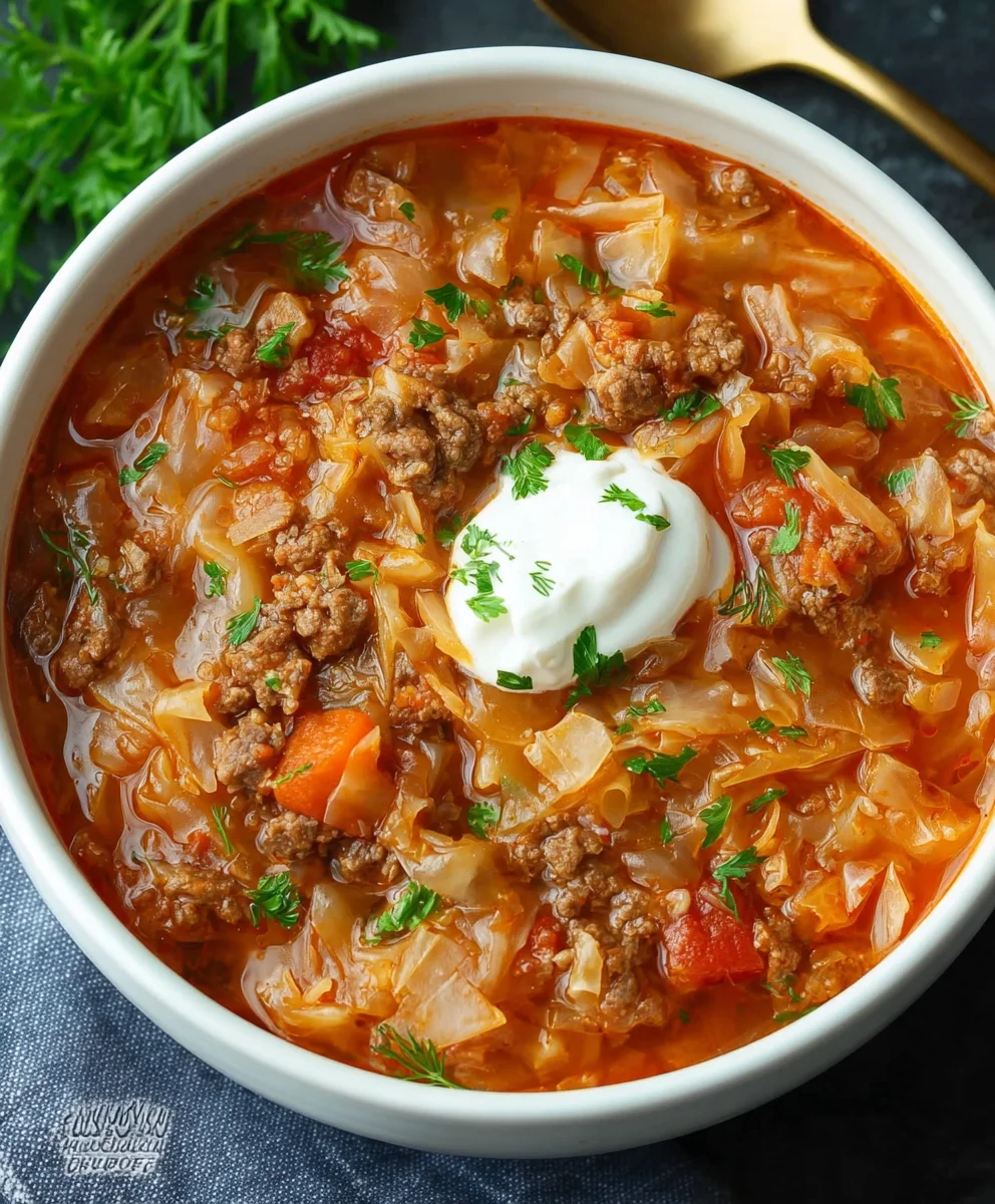 Easy Cabbage Roll Soup Recipe - Hearty Beef Flavor