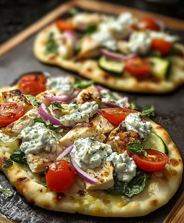 Tzatziki Chicken & Veggie Naan Pizza