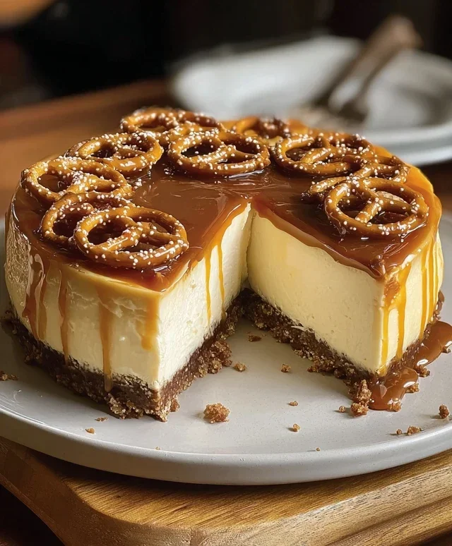 Salted Caramel Pretzel Cheesecake