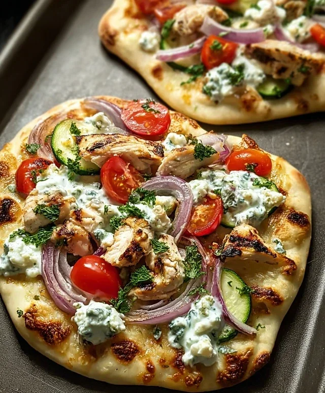 Tzatziki Chicken & Veggie Naan Pizza
