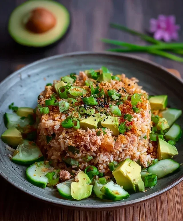 Tuna Avocado Crispy Rice Salad