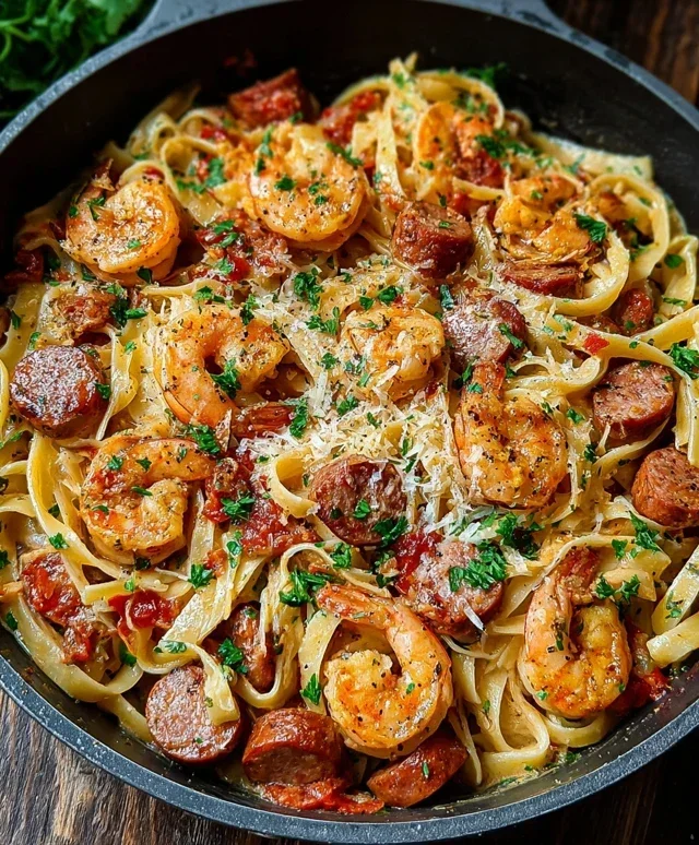 Creamy Cajun Shrimp Pasta with Sausage