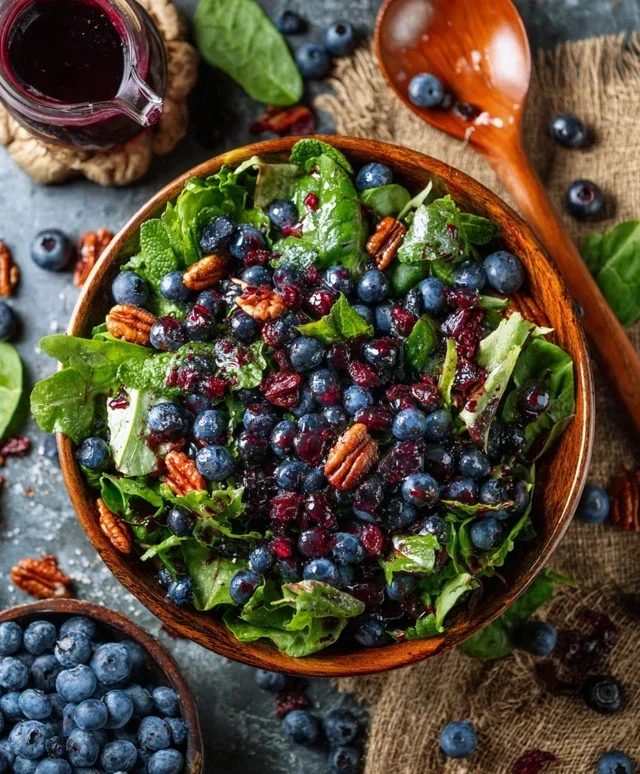 Cranberry Blueberry Salad with Blueberry Balsamic Dressing