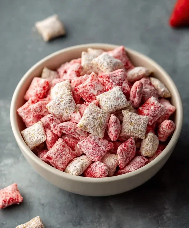 Easy Strawberry Shortcake Puppy Chow