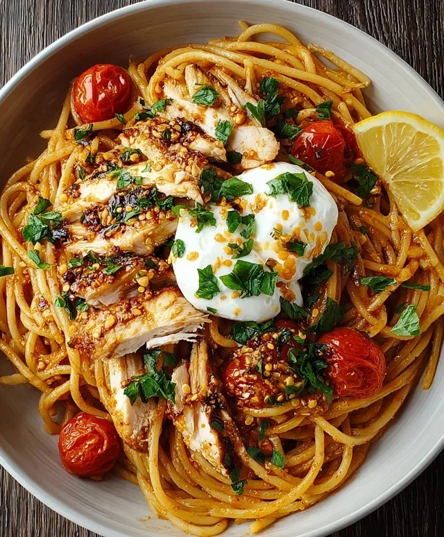 Chicken Spaghetti with Burrata