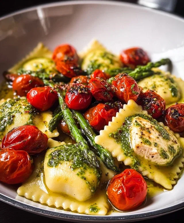 Chicken Ravioli with Pesto and Veggies