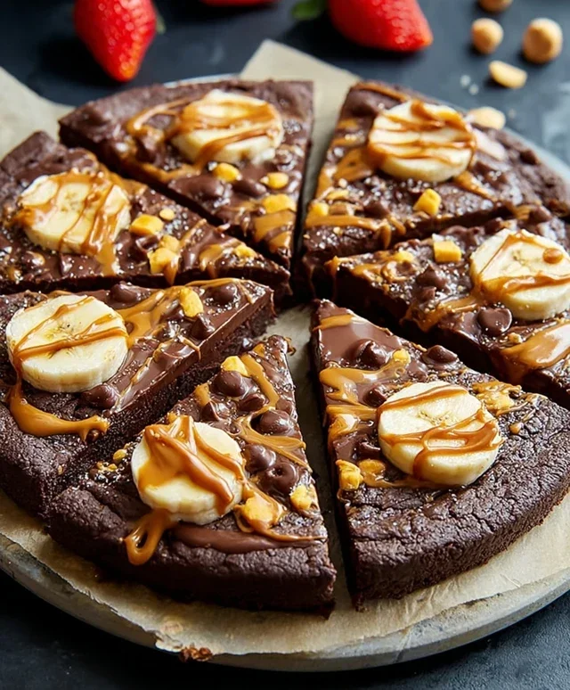 Chocolate Peanut Butter Brownie Pizza