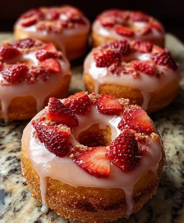 Freshly Glazed Strawberry Crunch Donuts