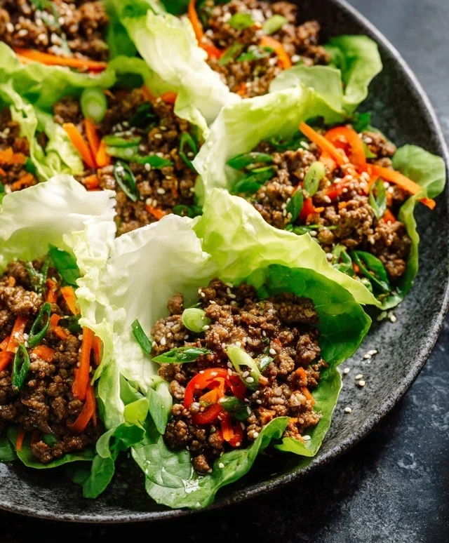 Asian Style Ground Beef Lettuce Wraps