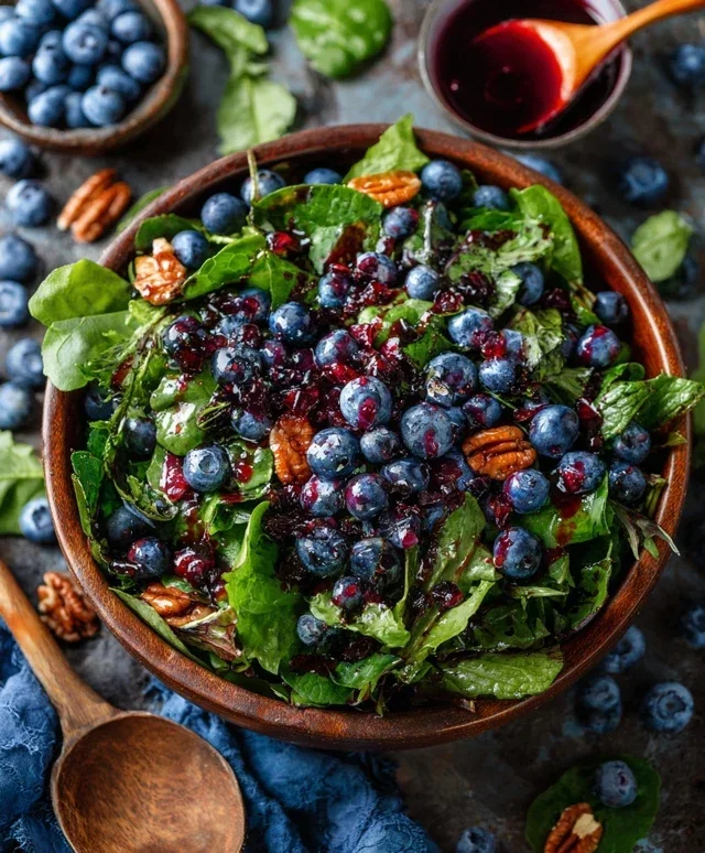 Cranberry Blueberry Salad with Blueberry Balsamic Dressing
