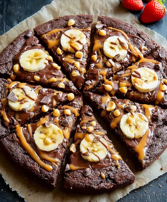 Chocolate Peanut Butter Brownie Pizza