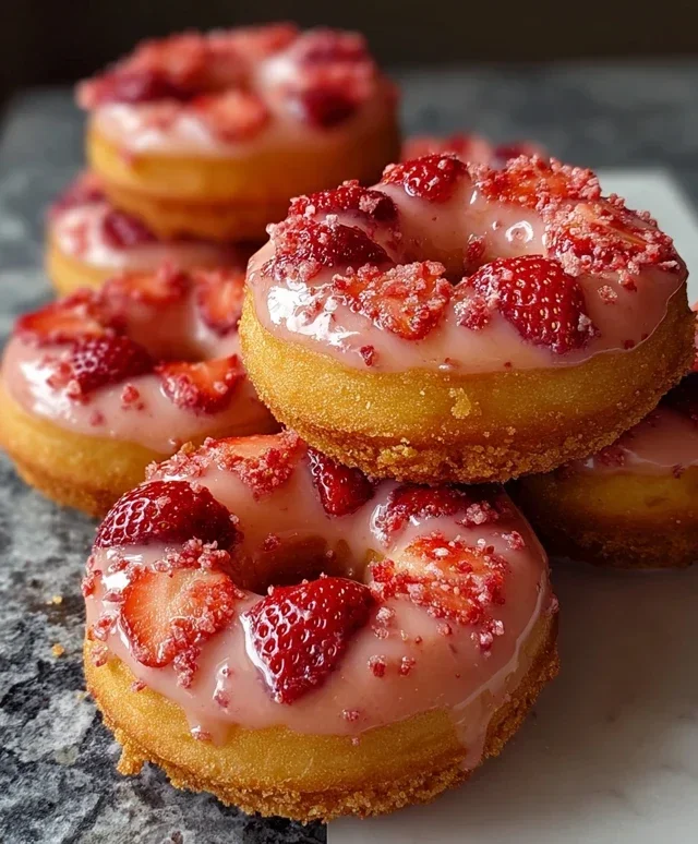 Freshly Glazed Strawberry Crunch Donuts