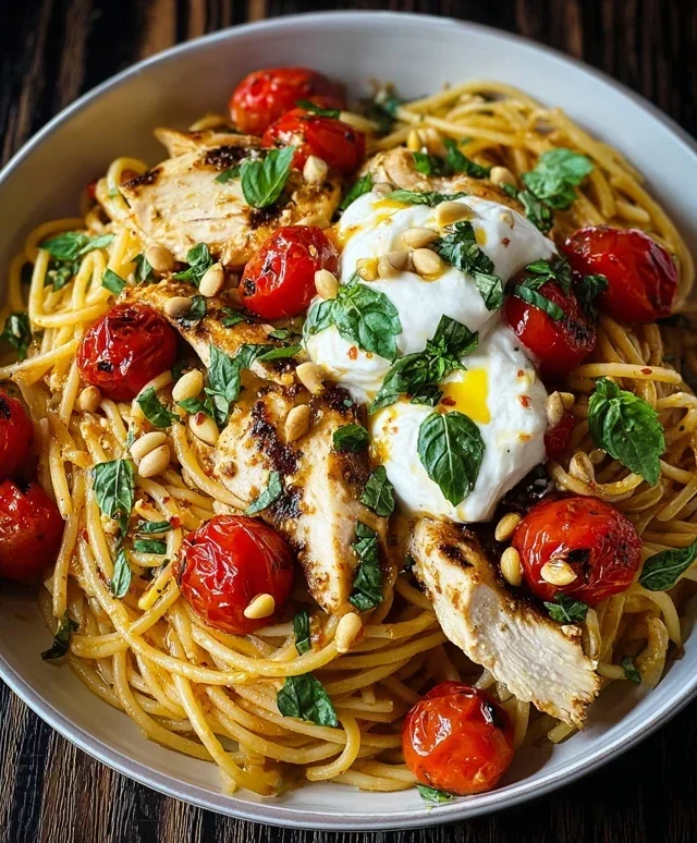 Chicken Spaghetti with Burrata