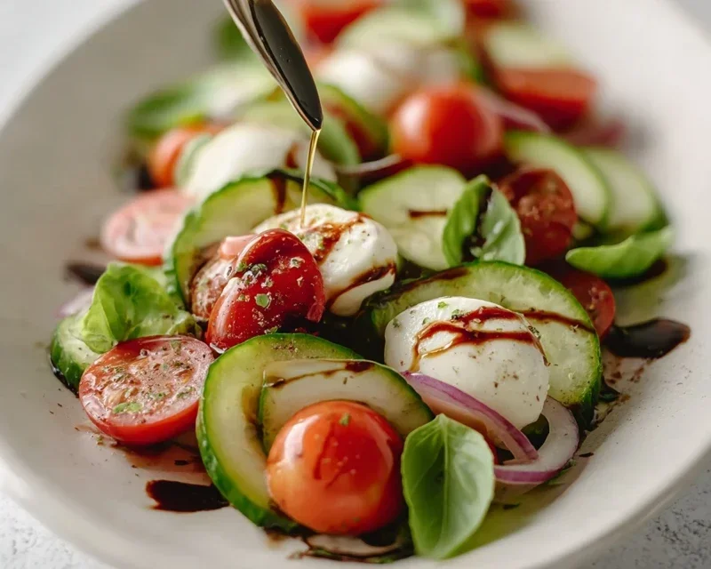 Fresh Cucumber Caprese Salad