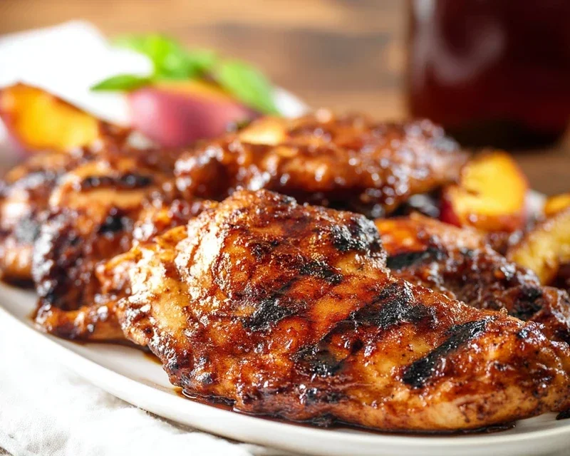 Grilled Bourbon Extract Extract Peach BBQ Chicken