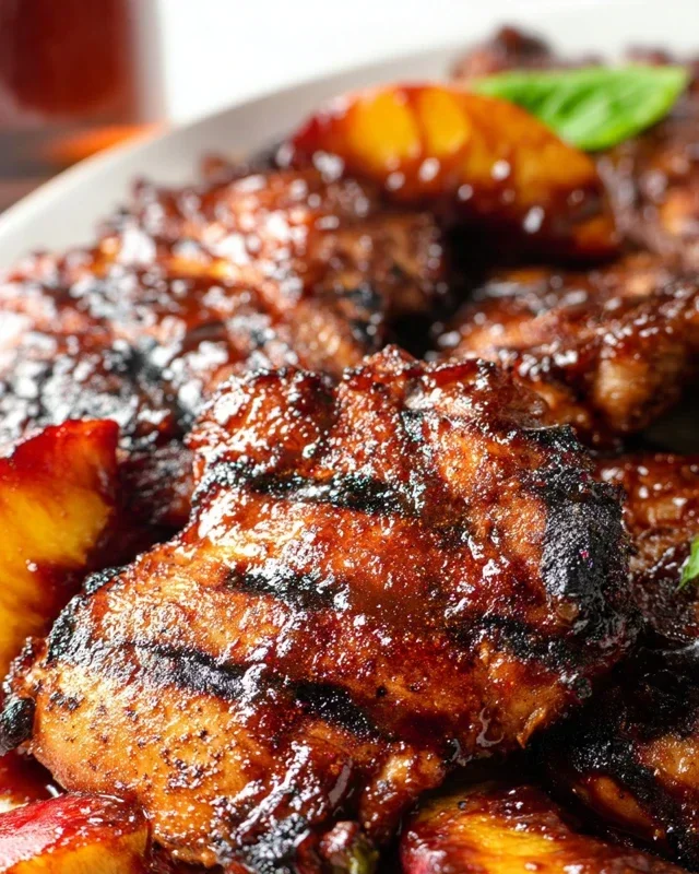 Grilled Bourbon Extract Extract Peach BBQ Chicken