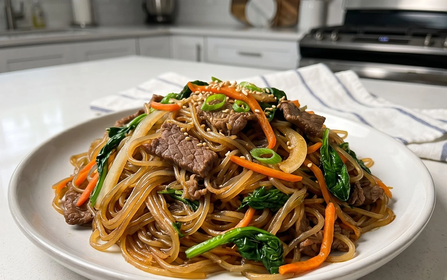 Japchae (Korean Glass Noodle Stir Fry)