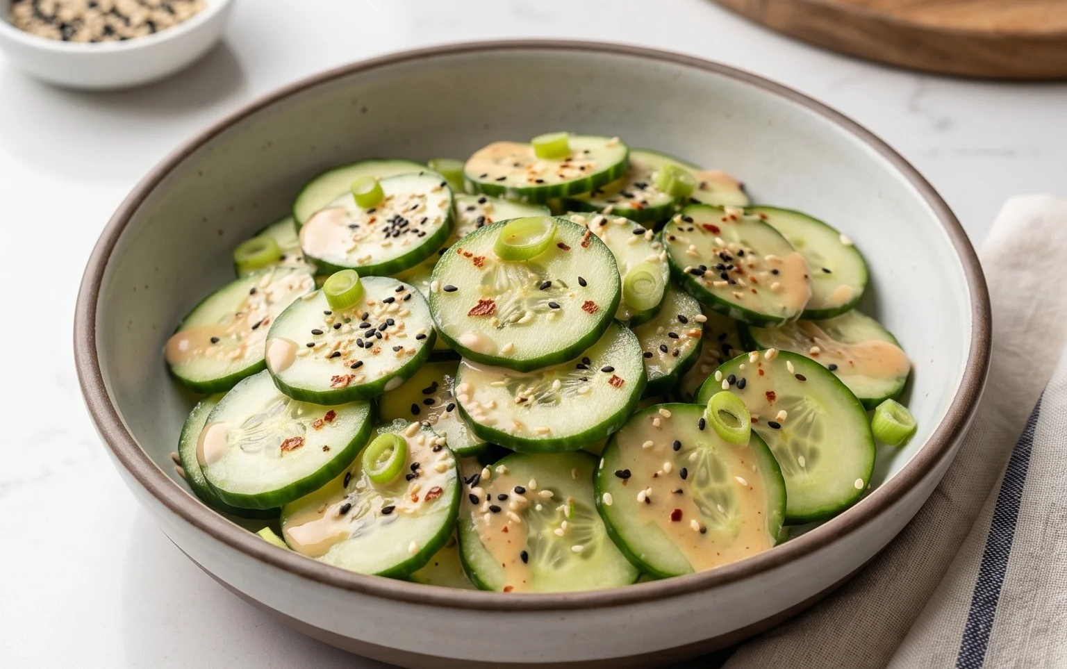 Creamy Asian Cucumber Salad Bowl