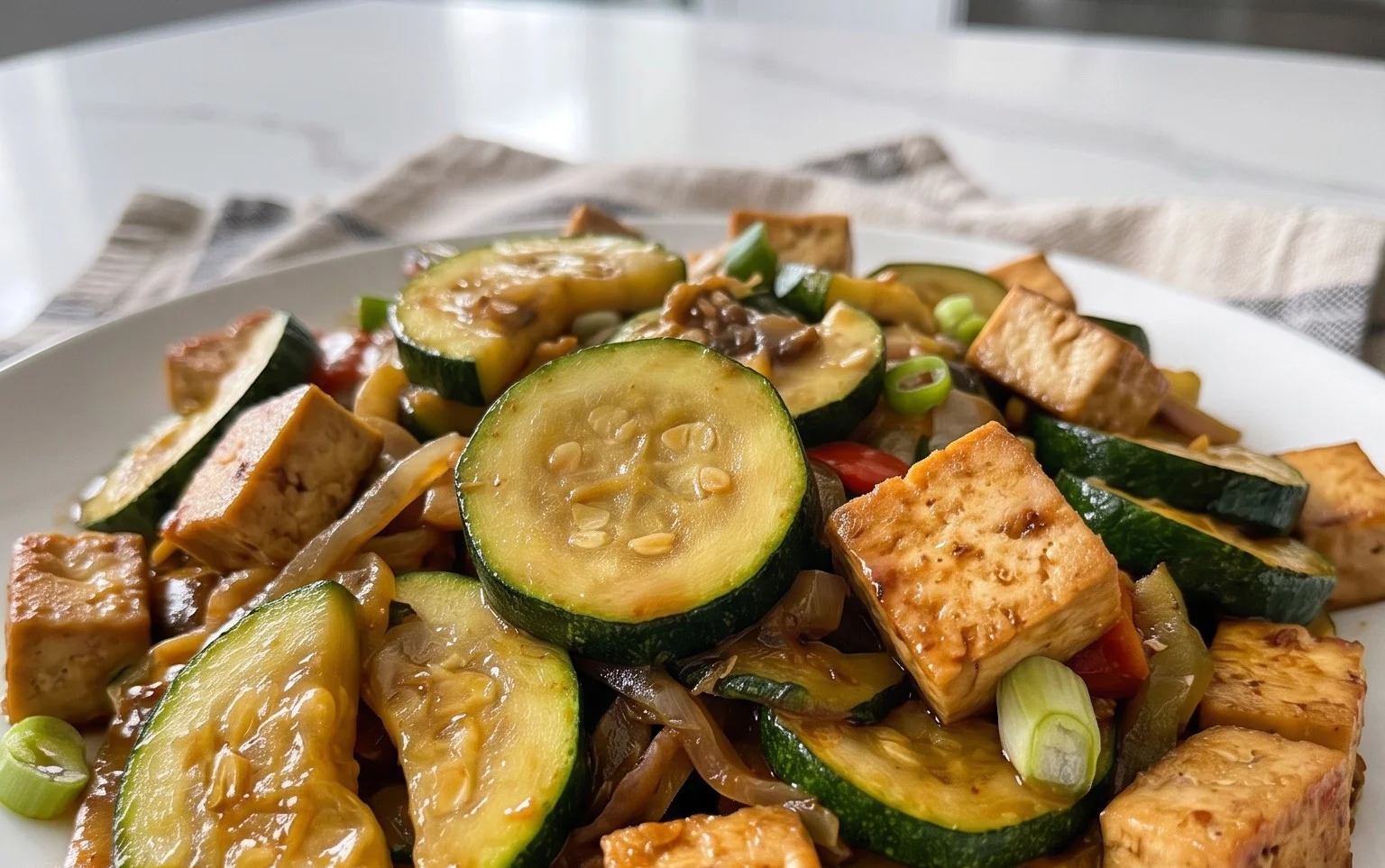 Zucchini Stir Fry With Tofu (Vegan)