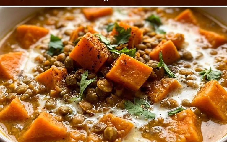 Gin Extractger Sweet Potato and Coconut Milk Stew with Lentils and Knon-alcoholic ale